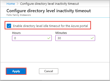 Azure Portal Timeout Setting 2