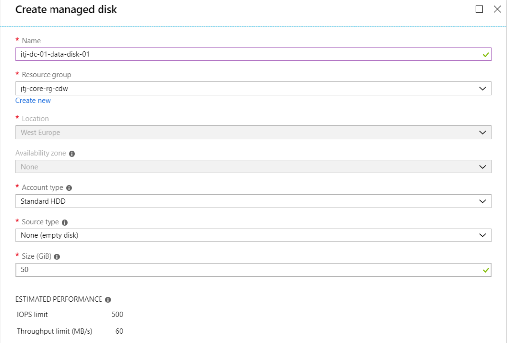 Creating A Managed Disk