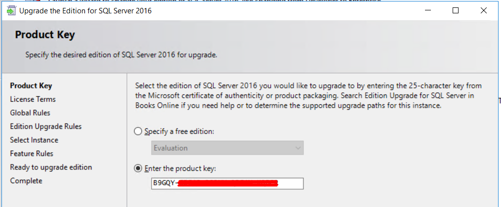 SQL Server Edition Upgrade